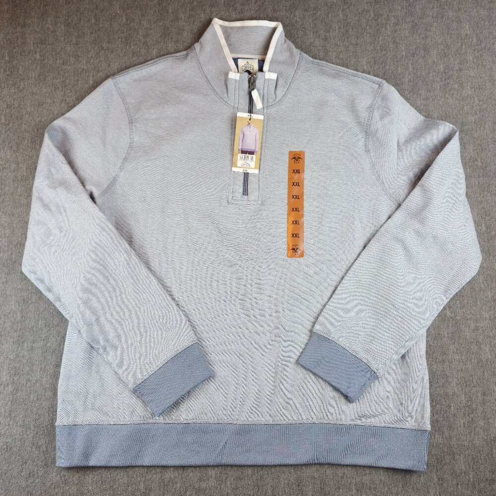Copper & Oak Supply Men XXL 1/4 Zip Pullover Grey White NWT